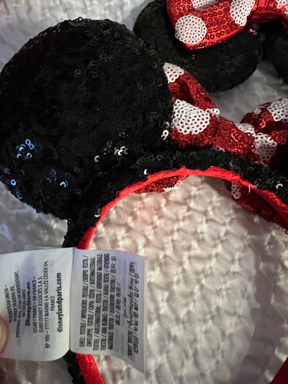 Disney Baby Minnie Mouse Ears Headband Polka Dot Sequin Disneyland Paris Toddler - Picture 4 of 5
